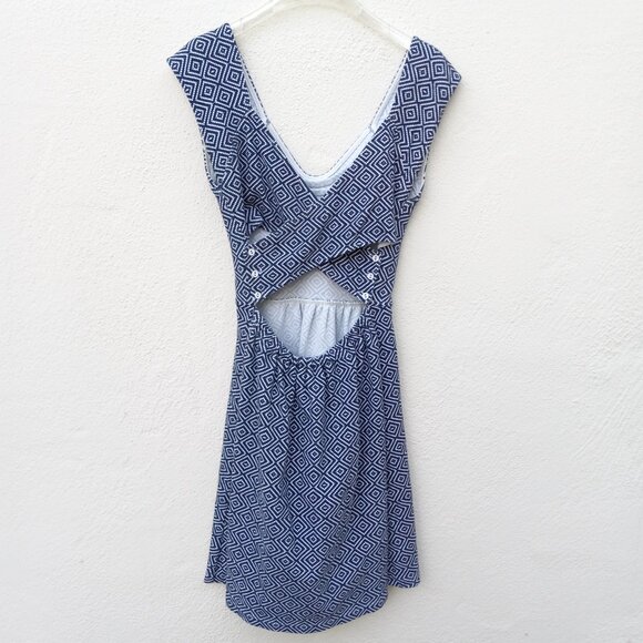 Anthro Postmark Diamond Batik/Geometric Print Back Cut Out Dress Size 8 - Picture 6 of 13